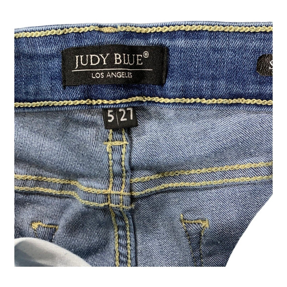 Judy Blue Jeans Womens 5 (27x25.5) Skinny Fit Distressed Crop Raw Hem - Picture 4 of 13